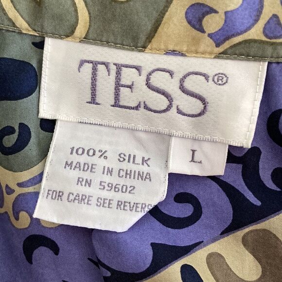 Tess 100% silk multicolored sleeveless blouse top size L - Picture 4 of 7